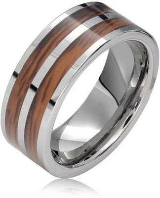 

Bling Jewelry Tungsten Silver Plated Ring, Brown