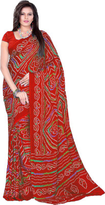 

Aaradhya Fashion Printed Bandhani Handloom Crepe Saree(Red)