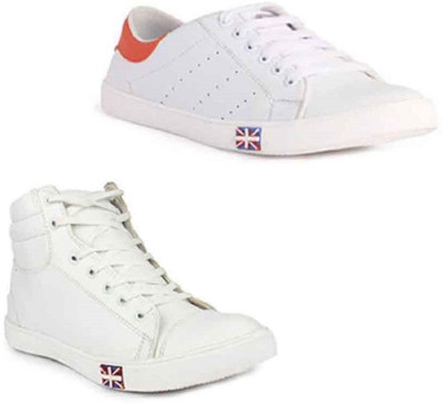 Blinder Men's White orange Combos casuals outdoors Sneakers For Men(White