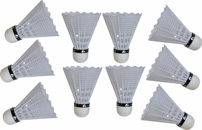 

PTCMart Plastic Badminton Shuttlecock - Pack of 10 Plastic Shuttle - White(Medium, 77, Pack of 10)