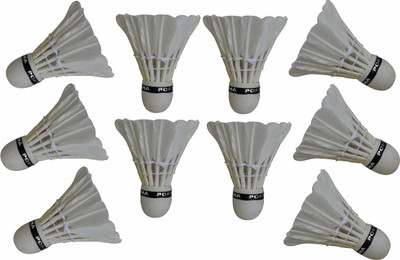 

PTCMart Feather Badminton Shuttlecock - Pack of 10 Plastic Shuttle - White(Medium, 77, Pack of 10)