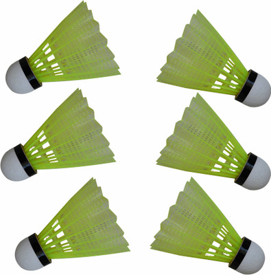 PTCMart Plastic Badminton Shuttlecock - Pack of 6 Plastic Shuttle - Green(Medium, 77, Pack of 6)