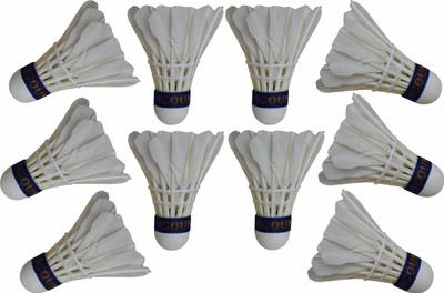 

PTCMart Feather Badminton Shuttlecock - Pack of 10 Feather Shuttle - White(Medium, 77, Pack of 10)