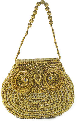 

AGGDA Women Gold Metal Hand-held Bag