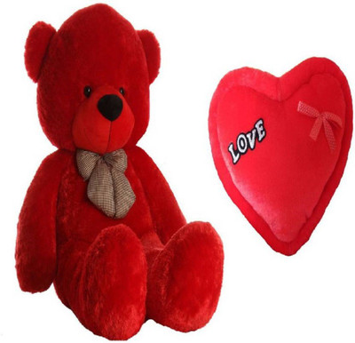 

soft teddy Combo of Stuffed Spongy Hugable Cute Teddy Bear Cream Color 60 CM & Love Heart 35 CM For Valentine Day Gift - 60 cm (Cream, Red) - 91 cm(Red)