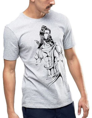 N2Creations Printed Men Round Neck Grey T-Shirt Flipkart