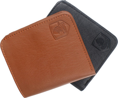 

LANDER Men Tan, Black Artificial Leather Wallet(6 Card Slots), Black;tan