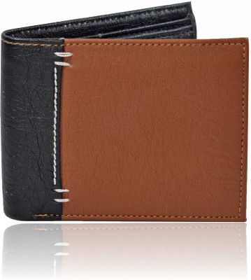 

Toughstance Men Black Artificial Leather Wallet(3 Card Slots), Black-tan