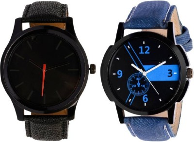 Miss Perfect Leather Black 008 and Blue 003 number combo watches for boys Watch  - For Boys   Watches  (Miss Perfect)