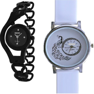 INDIUM NEW CAHIN BLACK WITH WHITE PEACOCK PS0555PS FANCY WATCH Watch  - For Girls   Watches  (INDIUM)