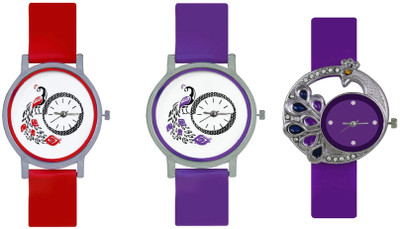 View INDIUM NEW PEACOCK PS0588PS DIFFERENT TYPES LOOK COLOR PEACOCK BIRD LOVER Watch  - For Girls Wrist Watches Price Online(INDIUM)