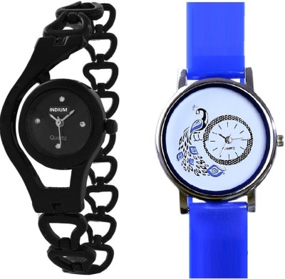 INDIUM NEW CAHIN BLACK WITH BLUE PEACOCK PS0551PS FANCY WATCH Watch  - For Girls   Watches  (INDIUM)