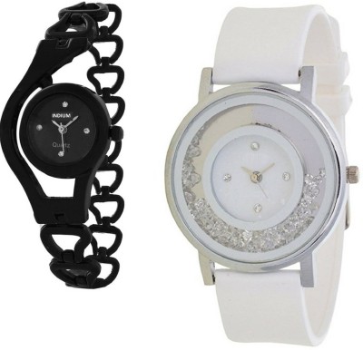 INDIUM NEW BLACK CHAIN WITH WHITE PS0563PS AROUND DIAMOND WITH MOVABLE DIAMOND LATEST COLLECTION Watch  - For Girls   Watches  (INDIUM)