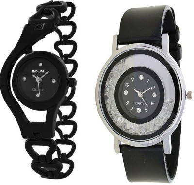 INDIUM NEW BLACK CHAIN WITH BLACK 0PS0565PS AROUND DIAMOND WITH MOVABLE DIAMOND LATEST COLLECTION Watch  - For Girls   Watches  (INDIUM)