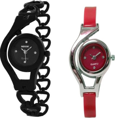 INDIUM NEW FANCY BLACK CHAIN WITH RED PS0557PS LATEST COLLECTION FROM PLANET ZONE WATCH LANDMARK Watch  - For Girls   Watches  (INDIUM)