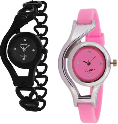 INDIUM NEW FANCY BLACK CHAIN WITH PINK PS0560PS LATEST COLLECTION FROM PLANET ZONE WATCH LANDMARK Watch  - For Girls   Watches  (INDIUM)