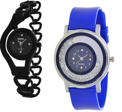 INDIUM NEW BLACK CHAIN WITH BLUE PS0561PS AROUND DIAMOND WITH MOVABLE DIAMOND LATEST COLLECTION Watch  - For Girls   Watches  (INDIUM)