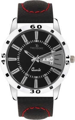 THEODORE TDM16004 Premium Black Leather Strap Wrist Watch  - For Men   Watches  (THEODORE)