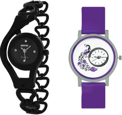 INDIUM NEW CAHIN BLACK WITH PURPLE PEACOCK PS0552PS FANCY WATCH LATEST COLLECTION FROM PLANET ZONE Watch  - For Girls   Watches  (INDIUM)