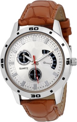 Ethnic and Style White Dial Brown Strap Combination Cronograph Men Wrist Watch Watch  - For Men   Watches  (Ethnic and Style)