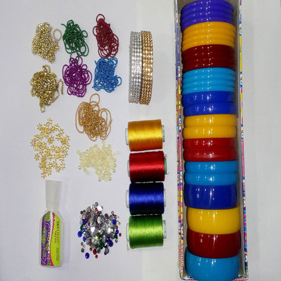 

Valuebuy Silk thread bangle making designing kit with all materials & multiple accessories- with thick bangles
