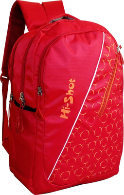 

HI-SHOT Laptop Backpack with Rain Cover 25 L Backpack(Red, Orange)