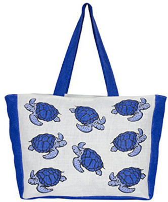 

Bohemian's Bag Jute Bag weekender - Tortoise Waterproof Weekender(Blue, White, 14 inch)