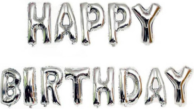 

P s retail Solid HAPPY BIRTHDAY letter(13pcs) 16" Balloon(Silver, Pack of 1)