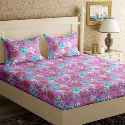 

Bella Casa 104 TC Cotton Double Printed Bedsheet(Pack of 1, Pink)