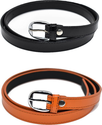 

Style Along Women Casual Orange, Black Artificial Leather Belt, Black;orange