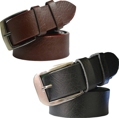 

Sun Shopping Men Formal Multicolor Synthetic Belt, Black and brown