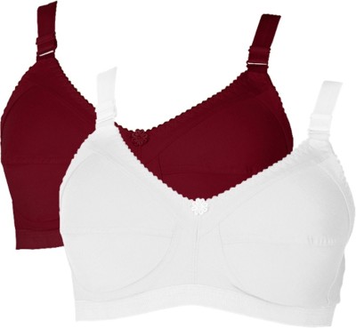 TEENY BOPPER Women Full Coverage Non Padded Bra(White, Maroon)