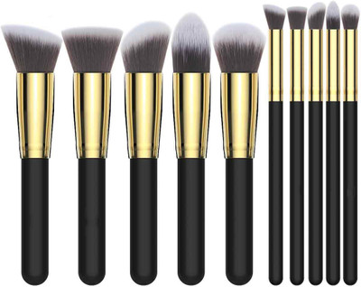 

Good Connection 10 pcs Premium Synthetic Makeup Brush Set Cosmetics Foundation Blending Blush Eyeliner Face Powder Brush Kit(Pack of 10)