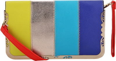 

BlackBird Casual Yellow, Gold, Blue Clutch, Blue;gold;yellow