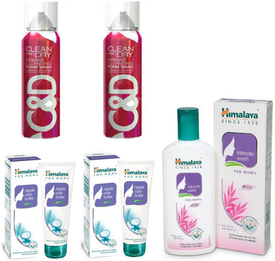 Himalaya Clean And Dry Foam Wash, Nipple Care Butter, Intimate Wash(Set of 5)