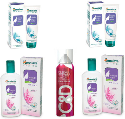 

Himalaya Nipple Care Butter, Intimate Wash, Clean And Dry Foam Wash(Set of 5)