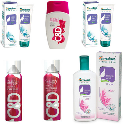 

Himalaya Nipple Care Butter, Clean And Dry, Intimate Wash, Clean And Dry Foam Wash(Set of 6)