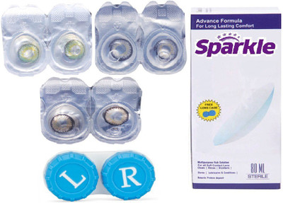 

Sparkle 3 Pair Zero Power ( Hazel, Green, Gray ) Monthly Contact Lens(Zero Power, Multicolor, Pack of 3)