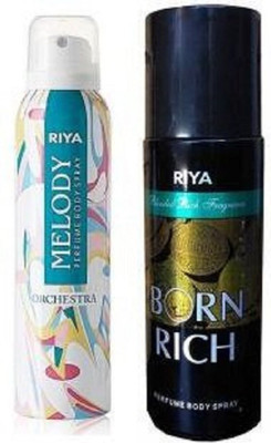 

Riya Born Rich Combo of Deodorant Perfume Body Spray - 150ml *2 Perfume Body Spray - For Men & Women(300 ml, Pack of 2)