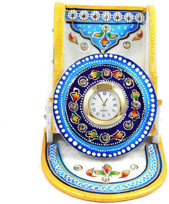 

India Meets India 1 Compartments Marble Desk Clock(Blue)