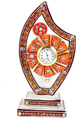 

India Meets India 0 Compartments Marble Desk Clock(Red)