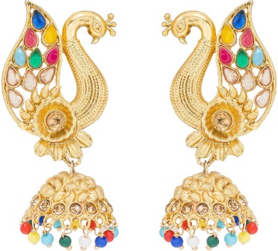 LUXOR Fashionable Diamond, Pearl Alloy Jhumki Earring