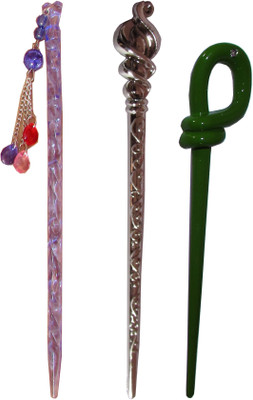 

Accessher wedding Combo of Multi Color Juda Sticks Bun Stick(Multicolor)