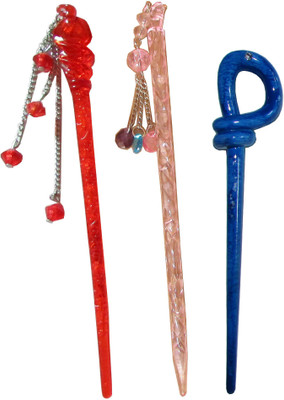 

Accessher wedding Combo of Multi Color Juda Sticks Bun Stick(Multicolor)