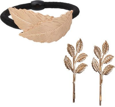 

Aaishwarya Golden Leaf Motif Hair Tie & pins Combo Hair Accessory Set(Gold)