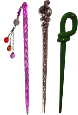 

Kabello Curly Combo of Multi Color Juda Sticks Bun Stick(Multicolor)