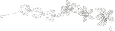 

Aaishwarya Dazzling Silver Floral Crystal Bridal/wedding Hair/Head Band Party wear Tiara Hair Band(Silver)