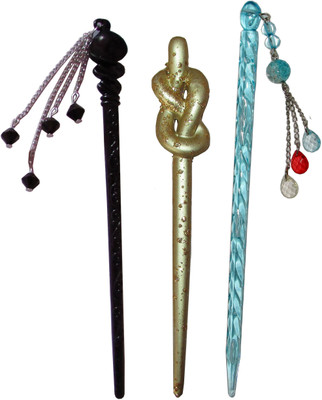 

Accessher wedding Combo of Multi Color Juda Sticks Bun Stick(Multicolor)
