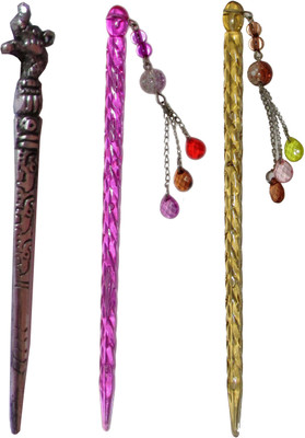 

Majik One Piece Combo of Multi Color Juda Sticks Bun Stick(Multicolor)
