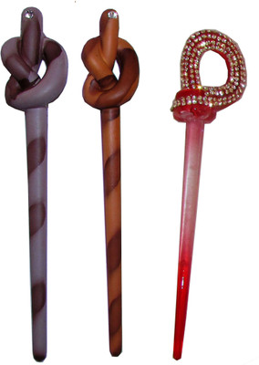 

Majik Golden Combo of Multi Color Juda Sticks Bun Stick(Multicolor)